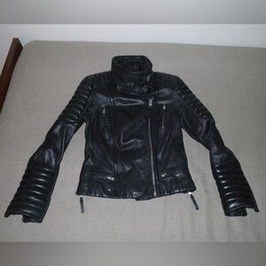 All Saints Black Quilted Leather Jacket